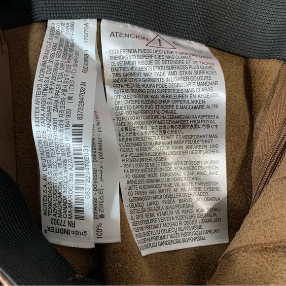 Zara NWOT soft supple vegan leather camel legging pants with side zipper. Size M - Picture 11 of 14